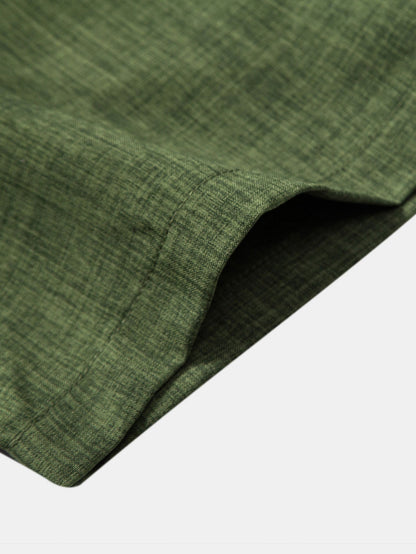 Short Sleeve Stand Collar Shirt & Straight Leg Linen Pants